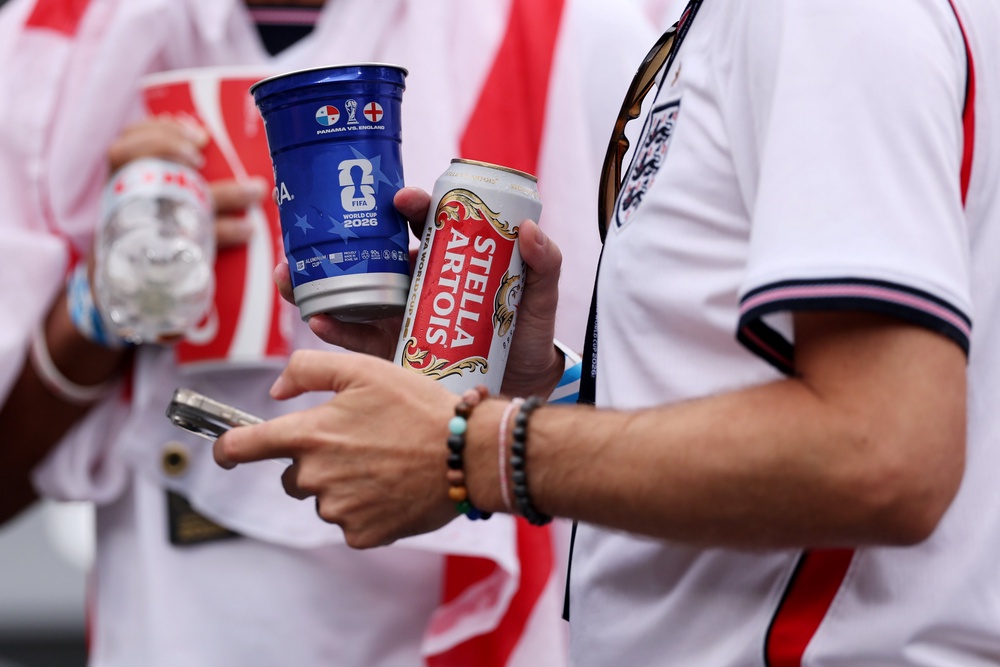Fans drinking before the England v Panama World Cup game in New Jersey this summer (Getty Images)