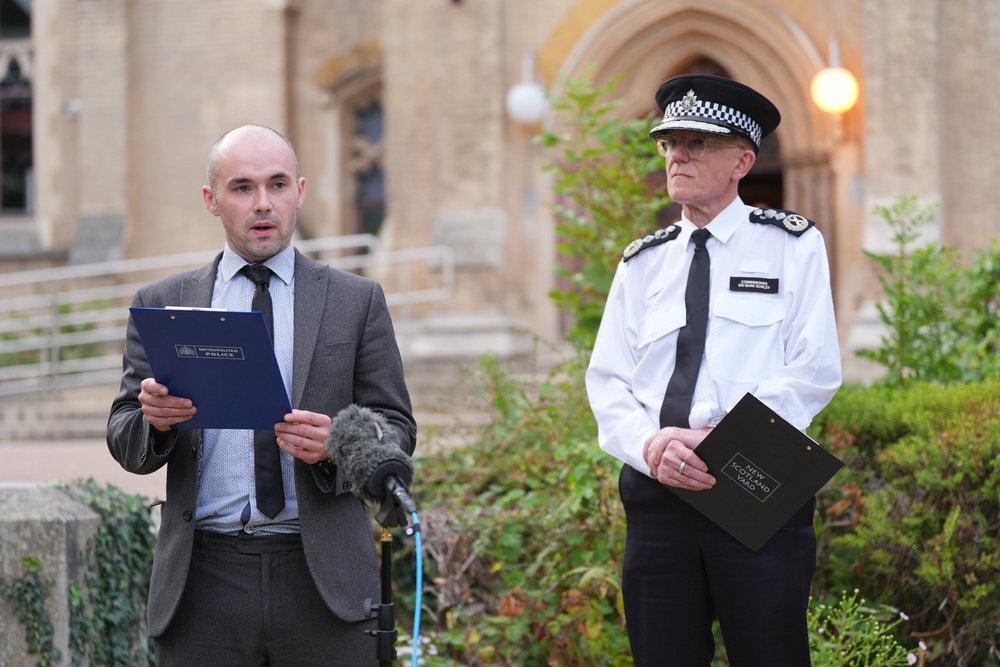 DCI Brian Kelleher (left) alongside Rowley on Thursday (PA)