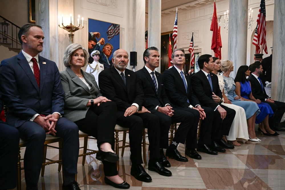 ‘Who did the seating arrangement for the Pres and Xi?’ NewsMax host Greta Van Susteren questioned on X. ‘Ivanka is seated better than Cabinet Secretaries Rubio and Bessent .. this is a State visit’ (AFP via Getty Images)