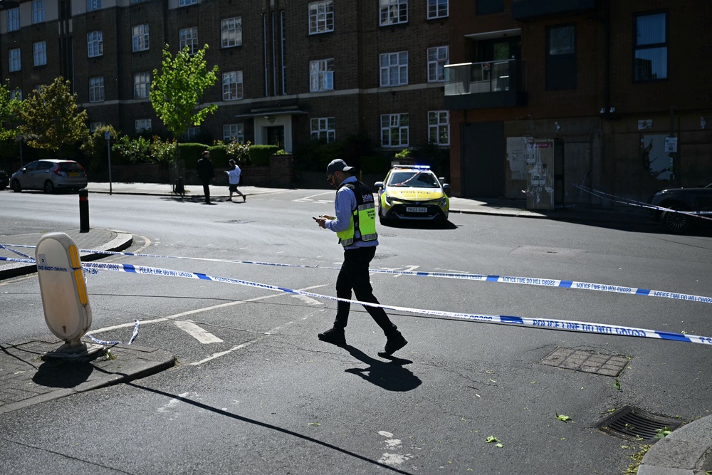 Police at the scene in Golders Green in April (AFP/Getty)