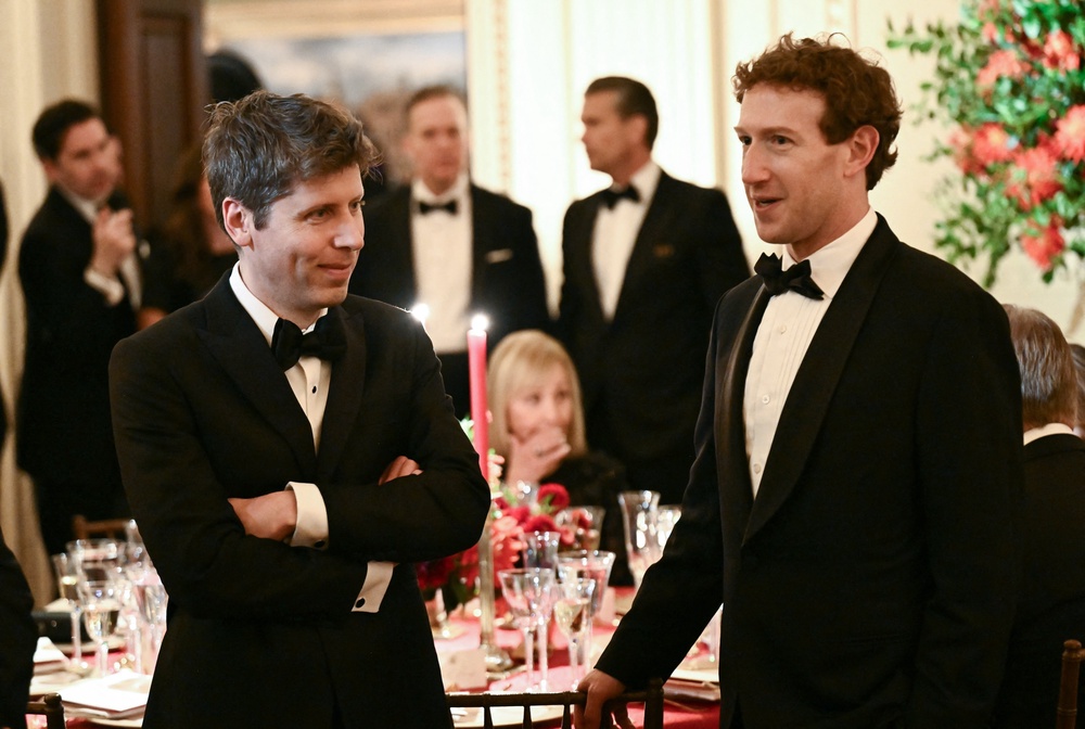 Several of America’s tech leaders, such as SpaceX’s Elon Musk, OpenAI’s Sam Altman and Meta’s Mark Zuckerberg, were also in attendance Thursday night (AFP via Getty Images)