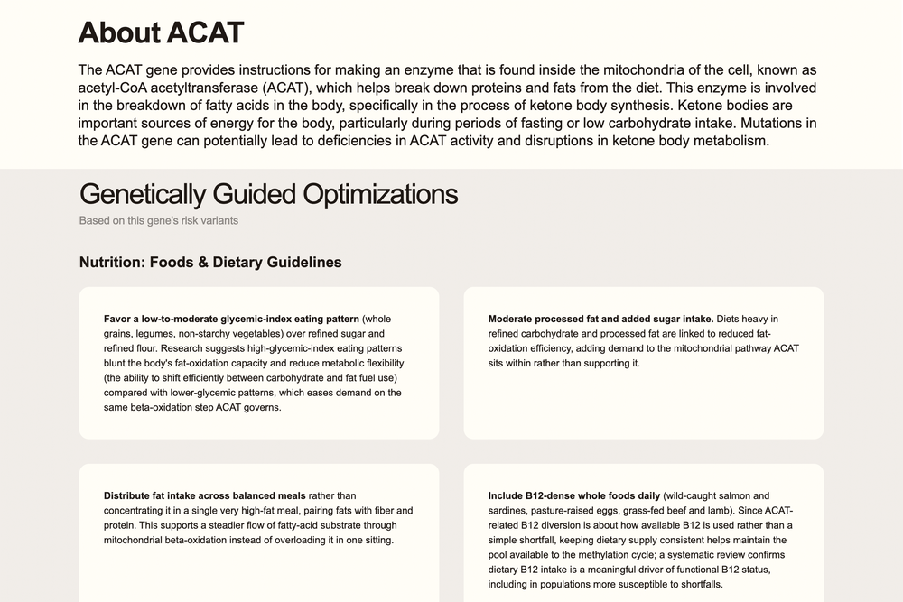 The report gives you a summary and recommendations (The Ultimate Human Wellness)