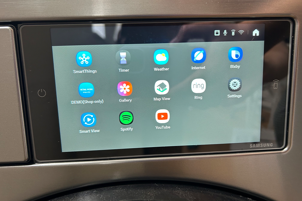 The touch screen comes with apps such as Spotify and YouTube (Sarah Michael/The Independent)
