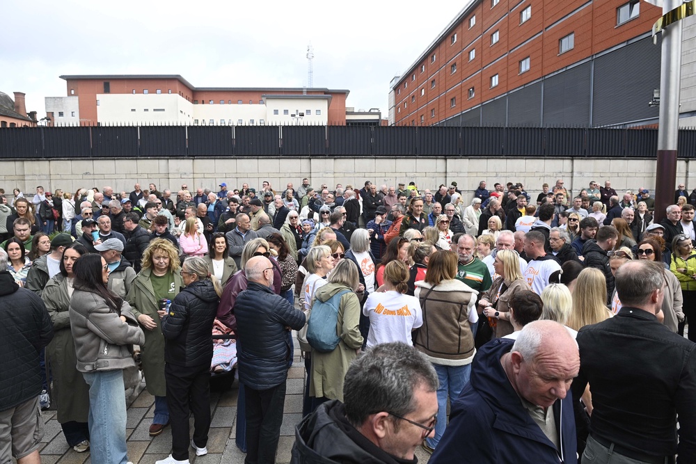 People outside Belfast High Court (Mark Marlow/PA) (PA Wire)