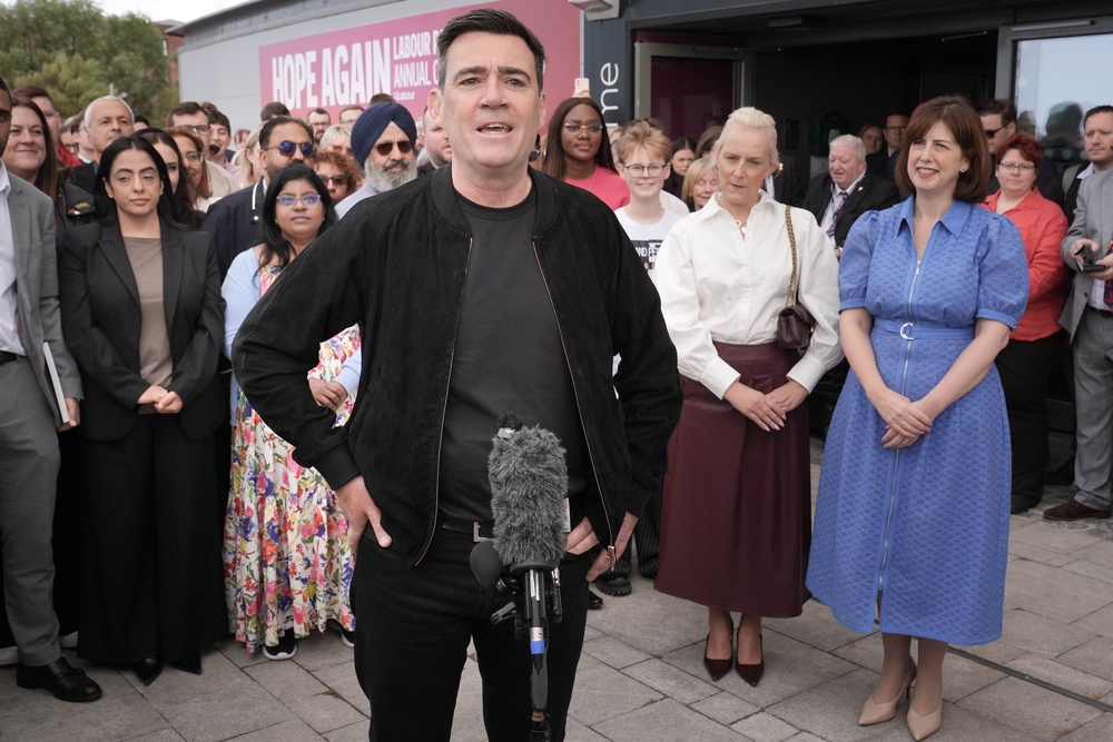 Andy Burnham speaks to the media ahead of the Labour Party Conference at the ACC Liverpool (Stefan Rousseau/PA) (PA Wire)