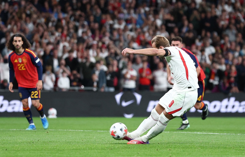 Kane then fired a penalty into the crossbar as England looked to double their lead (Reuters)