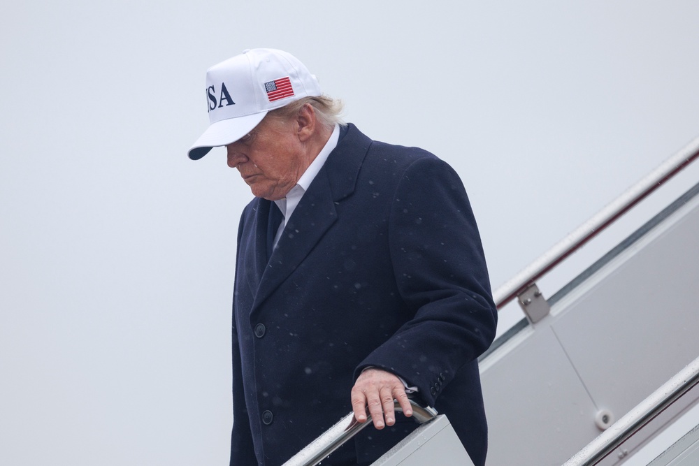 Trump descends from Air Force One on September 26, 2026 at Joint Base Andrews, Maryland (Getty)