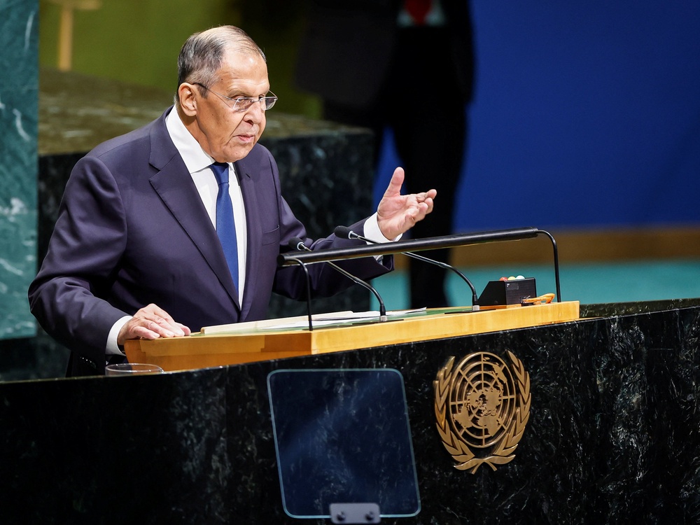 Russian foreign minister Sergey Lavrov addresses the 81st UN General Assembly on Saturday (Reuters)