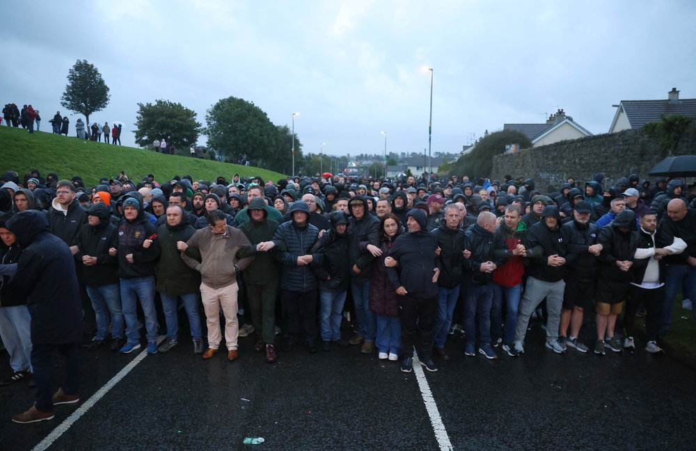 Protesters blocked the Garvaghy Road ahead of the parade (PA)
