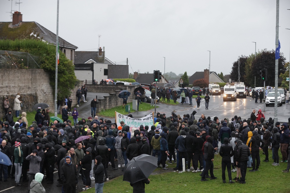 It is the first parade along the Garvaghy Road in Portadown for almost 30 years (Peter Morrison/PA) (PA Wire)