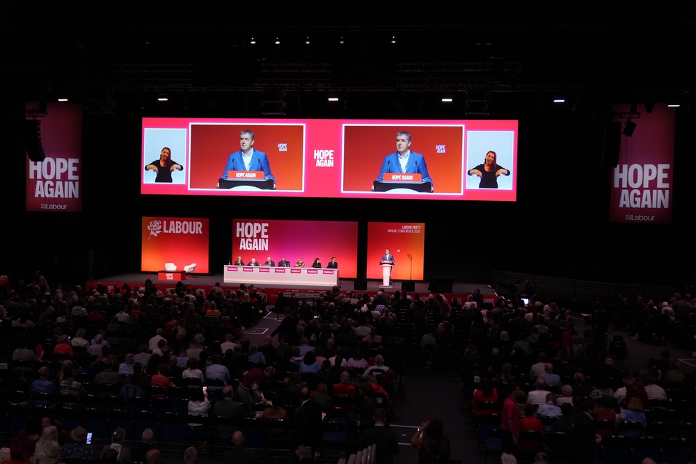 Steve Rotheram speaking during the Labour Party Conference at the ACC Liverpool (PA)
