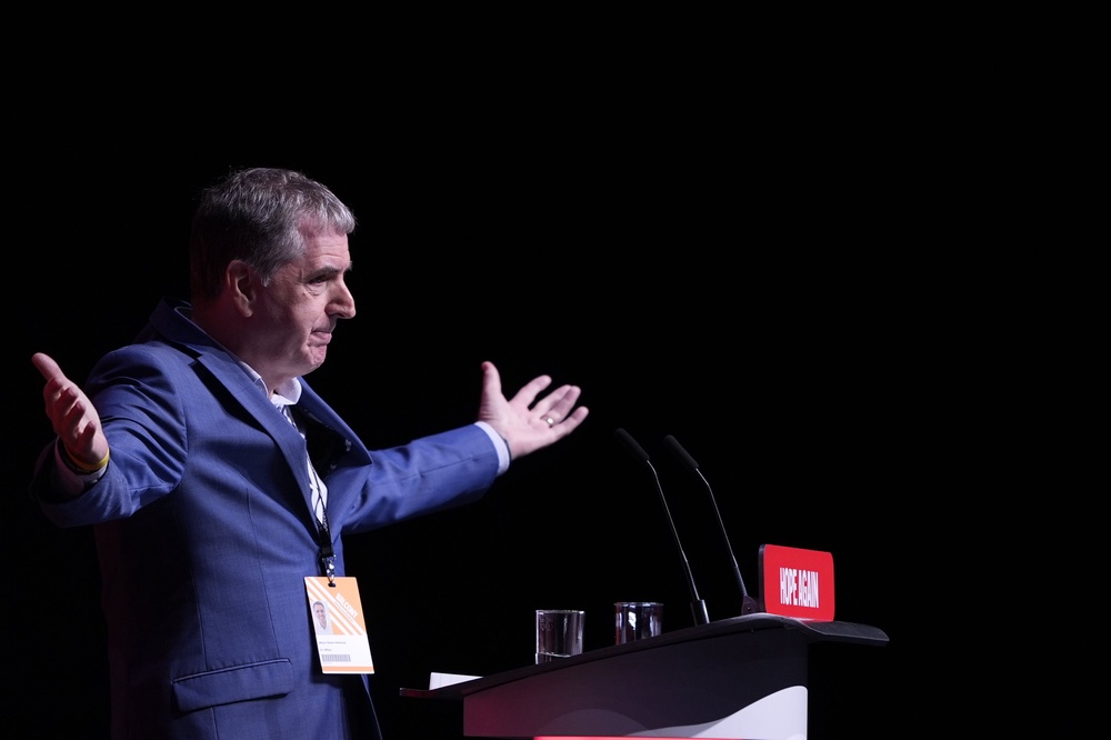 Steve Rotheram speaking during the Labour Party Conference at the ACC Liverpool (PA)