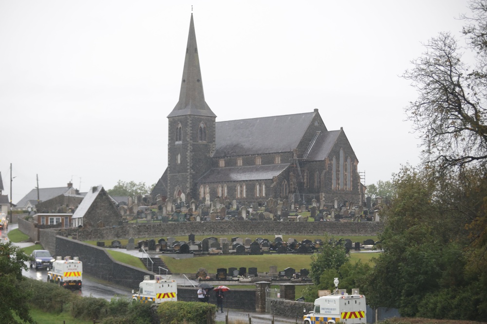 Police at Drumcree Church in Portadown (Peter Morrison/PA) (PA Wire)