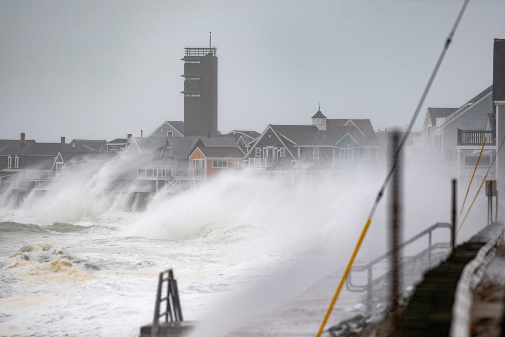 Waves pound the coast as the tide comes in during a Nor'Easter storm in Scituate, Massachusetts on September 26, 2026= (AFP via Getty Images)