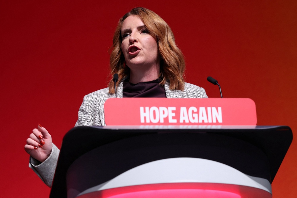 Louise Haigh delivers a speech on the first day of the annual Labour Party conference in Liverpool (AFP/Getty)
