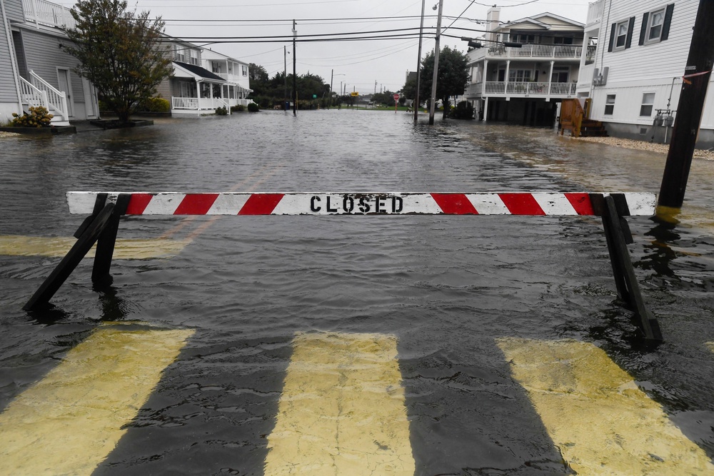 A road closed following heavy rainfall and flooding in Ocean City, New Jersey, on September 27, 2026 (AFP/Getty)