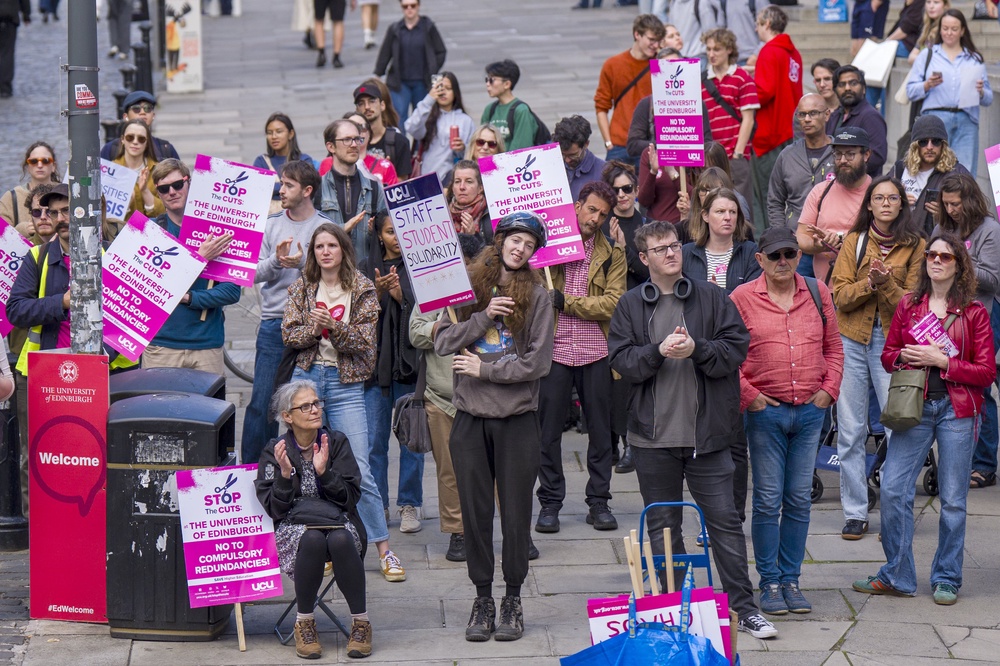 UCU members at the University of Edinburgh during a previous rally in George Square (Jane Barlow/PA) (PA Archive)