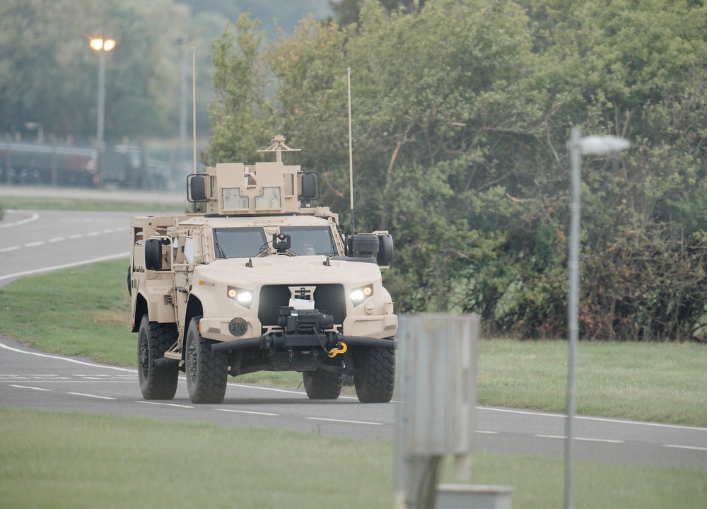 A military vehicle at RAF Fairford (Ben Birchall/PA) (PA Wire)