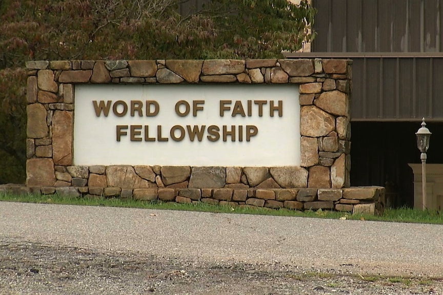 - This image from video shows the entrance to the Word of Faith Fellowship church in Spindale, North Carolina (AP)