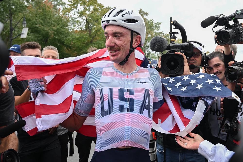 Brandon McNulty was a surprise winner of the World Championships road race (AP)