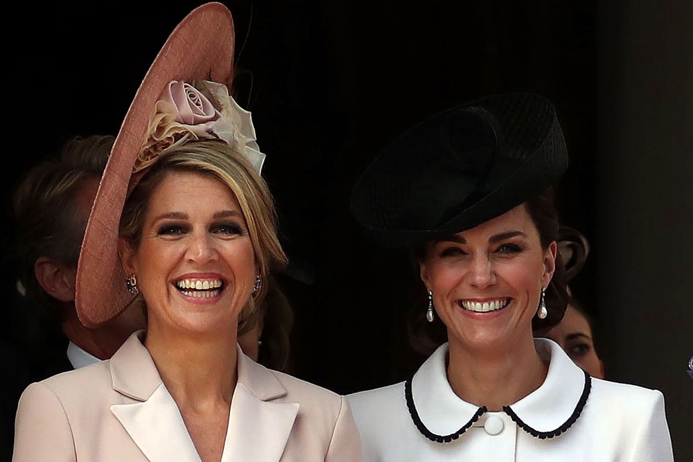 Queen Maxima and Catherine, then Duchess of Cambridge, at the Order of the Garter Service at St George's Chapel in 2019 (Getty)
