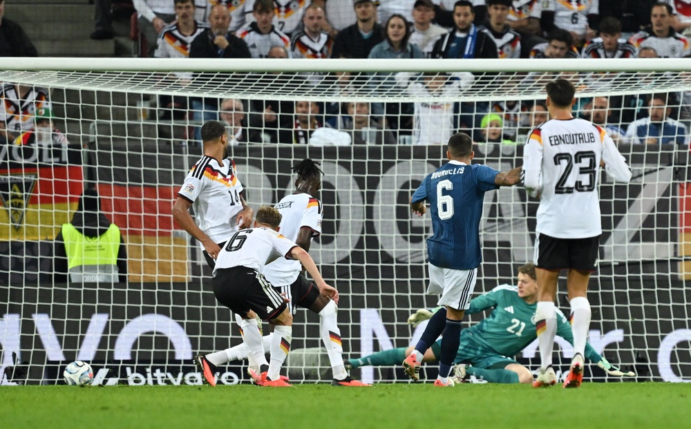Dimitrios Kourbelis scored the only goal against Germany to secure a famous win for Greece (Reuters)