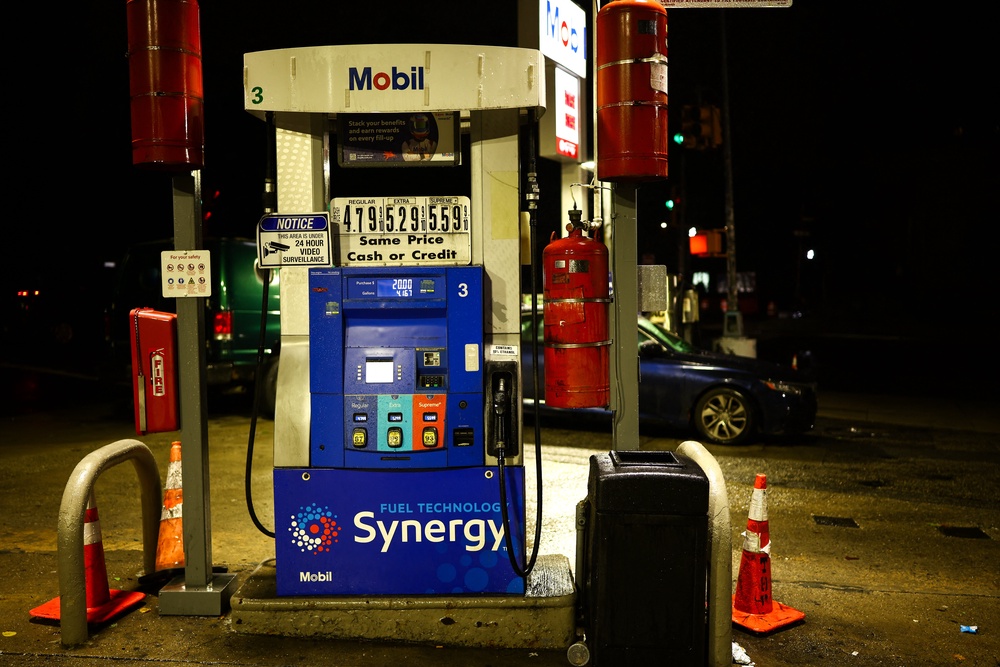 Gas prices are seen at a station in the Hamilton Heights neighborhood of Manhattan in New York on September 27, 2026 (AFP/Getty)