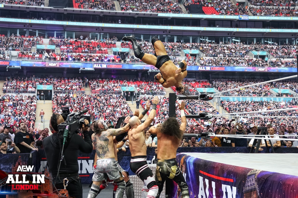Pac competing at Wembley Stadium in 2024 (All Elite Wrestling)