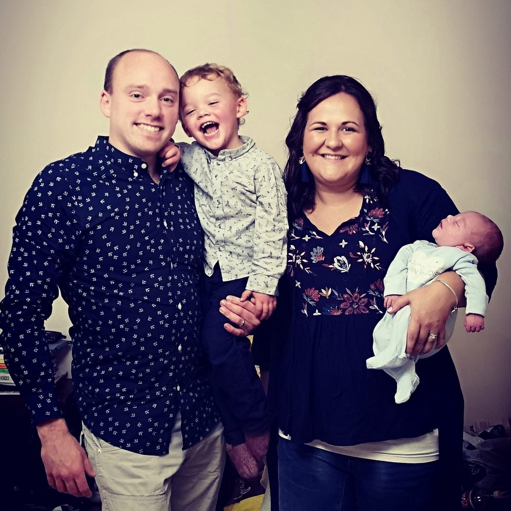‘We try to be really open’: Harris and her husband Dan have both experienced depression during parenthood (Supplied)