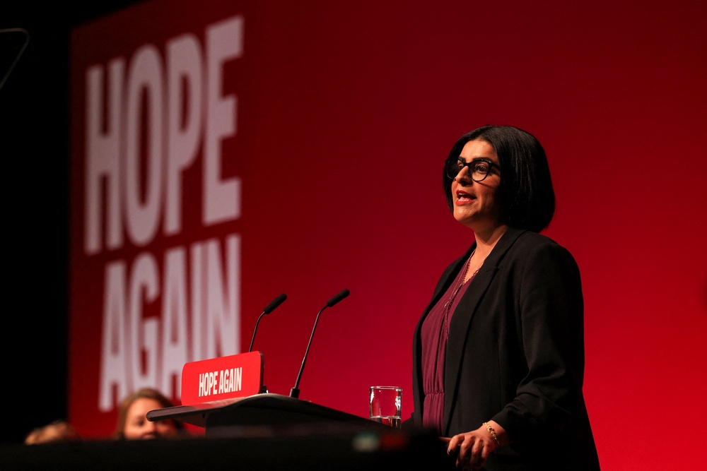 Home Secretary Shabana Mahmood speaks at Labour Party's annual conference, in Liverpool (Reuters)