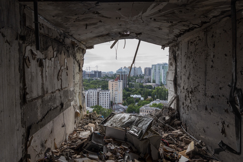 A destroyed apartment following a Russian drone attack in the port city of Odesa on 20 June, 2025 (AFP/Getty)