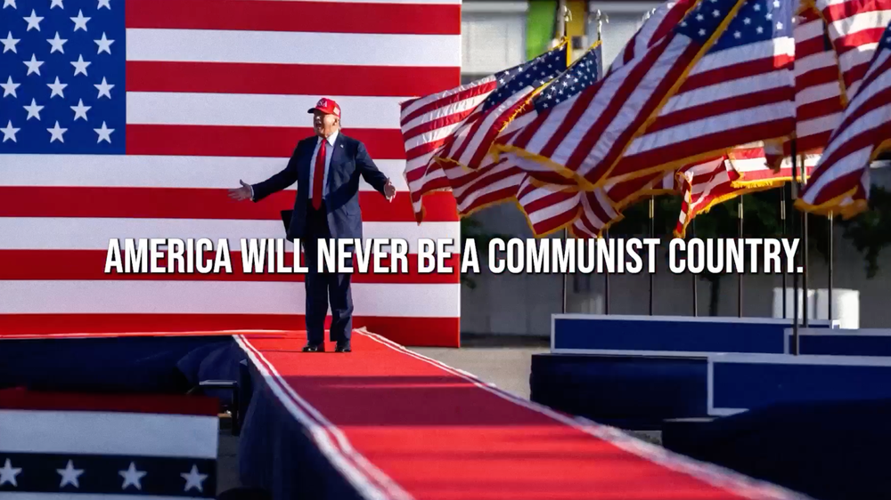 One ad includes the phrase ‘American will never be a communist country,’ while in another, Trump vows to ‘throw off the sick political class that hates our country’ (White Houe)