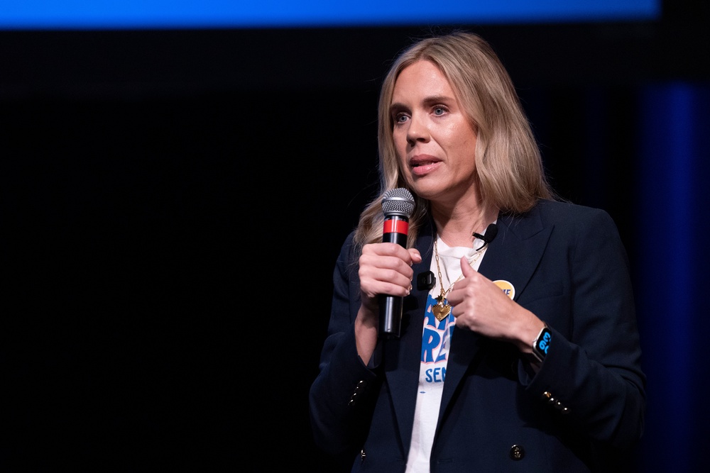 Democratic U.S. Senate candidate Dr. Annie Andrews speaks during the Spratt Issues Conference at the Francis Marion University Performing Arts Center on August 22, 2026 in Florence, South Carolina. (Photo by Sean Rayford/Getty Images) (Getty)