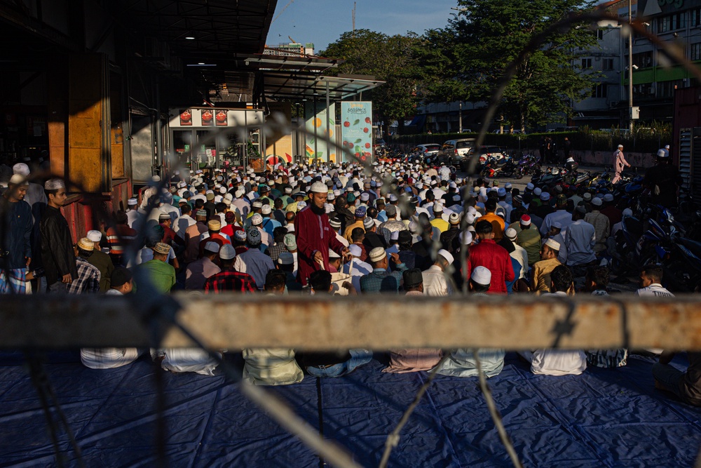 Rohingya Muslims gather for Eid al-Adha prayers in Selangor, Malaysia, on 7 June 2025 (Getty)