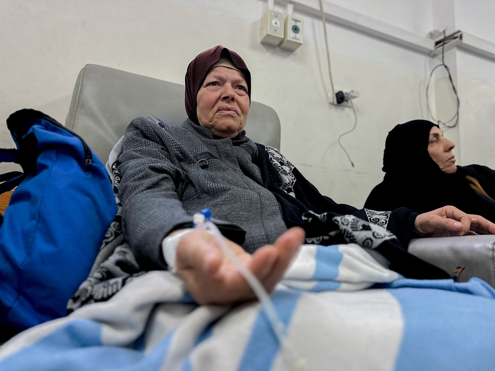 Palestinian cancer patients receive treatment at a medical facility in the Gaza Strip in January (Middle East Images/AFP via Getty)
