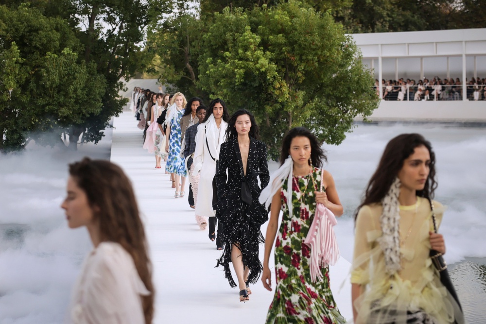 Feathers, fringe and dimensional florals seemed to be key textures this season (Thomas Padilla/AP) (AP)