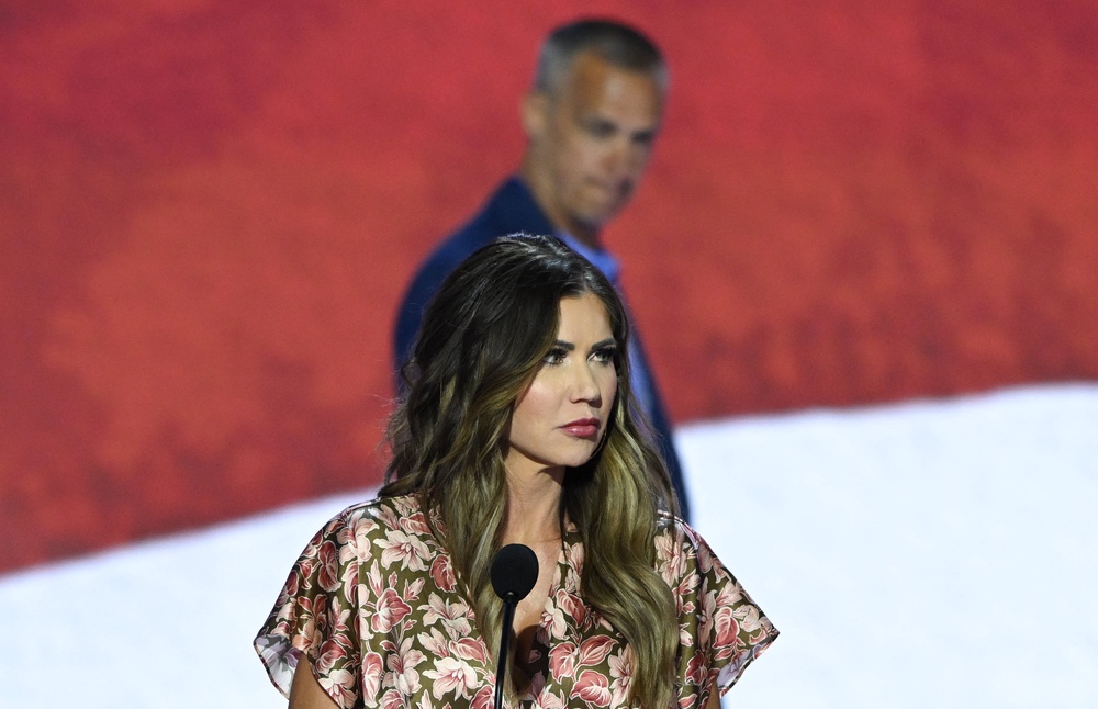 Kristi Noem had also been accused of having an affair with her married close aide Corey Lewandowski, which they both denied (AFP via Getty Images)