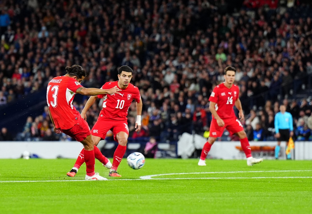 Ricardo Rodriguez sent Switzerland into the lead (PA)