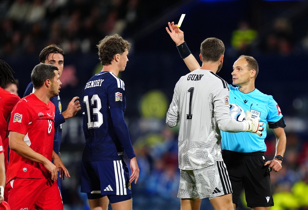 Scotland's Jack Hendry was sent off during the Nations League clash (PA)