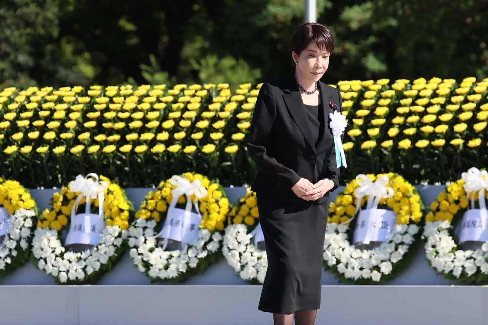 Prime minister Sanae Takaichi attends a memorial ceremony on the 81st anniversary of the US dropping an atomic bomb on Hiroshima (AFP/Getty)