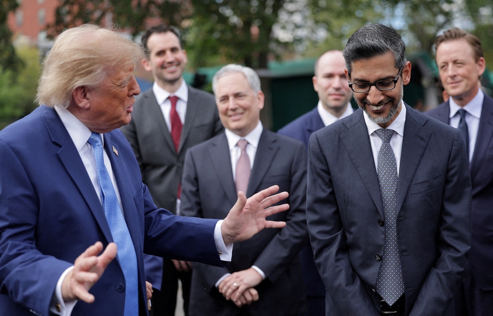 Sundar Pichai, CEO of Google and Alphabet, remained defiant despite the report pointing to the tech giant’s 25% year-over-year growth (Reuters)