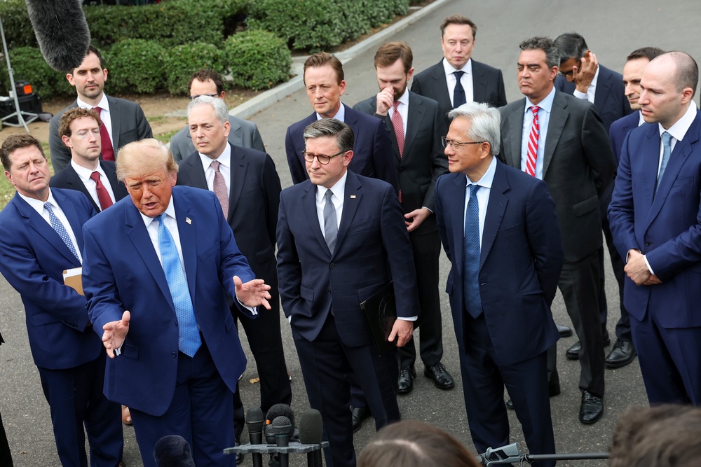 The pact was signed by the leaders of seven big tech companies, including Elon Musk, Mark Zuckerberg and Sundar Pichai (Getty Images)