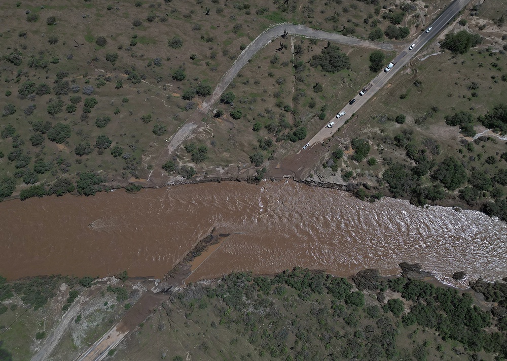 Aerial view of a road washed away after the arrival of Hurricane Polo near las Barrancas, Baja California Sur, Mexico. (AFP/Getty)