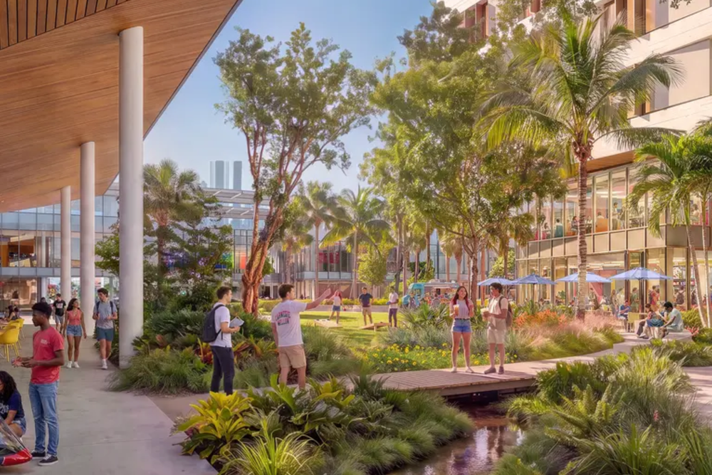 A rendering of the planned Carnegie Mellon University, Miami campus, which is slated to begin enrolling students in 2028 (Carnegie Mellon University)