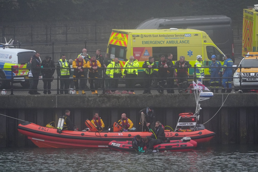 Police, ambulance crews, the RNLI and Coastguard were on the scene after a car entered the River Wear. The bodies of two teenage boys and a teenage girl were recovered from the water (Owen Humphreys/PA) (PA Wire)