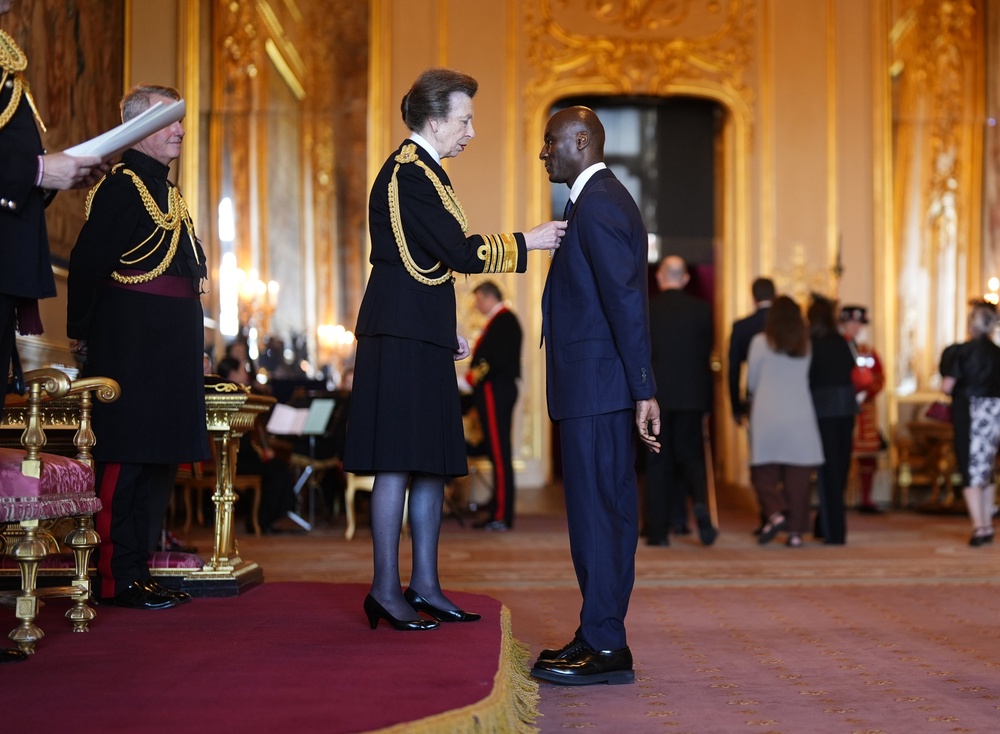 Ekow Eshun is made an Officer of the Order of the British Empire by The Princess Royal at Windsor Castle (Jordan Pettitt/PA) (PA Wire)