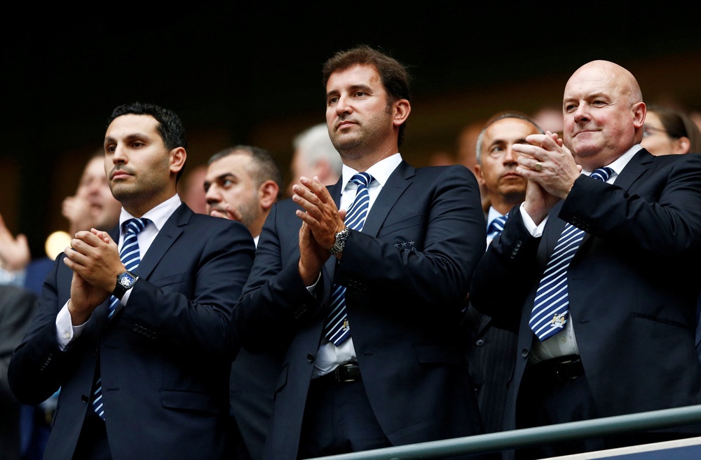 Manchester City Chairman Khaldoon Al Mubarak and CEO Ferran Soriano in 2012 (Reuters)