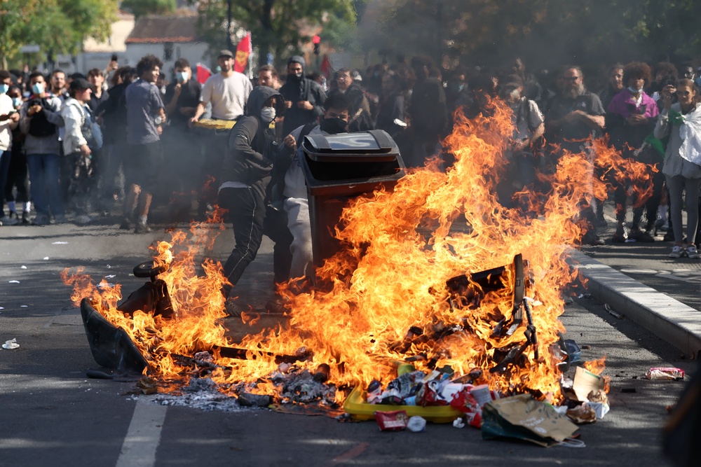 Students have started fires in the middle of streets and schools have been damaged (Getty)