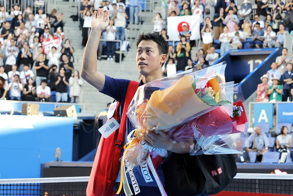 Kei Nishikori played his final match at the Japan Open in Tokyo (AP)