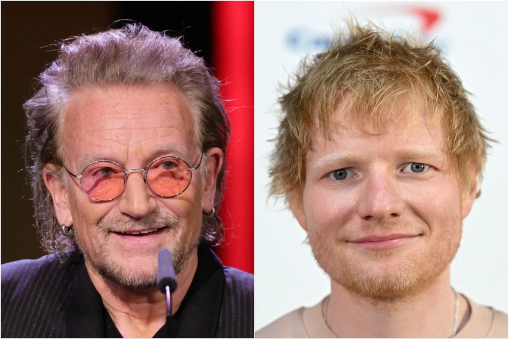 Bono has revealed how Ed Sheeran was reluctant to get political when he collaborated with U2 on the song ‘Yours Eternally’ earlier this year (Getty Images)